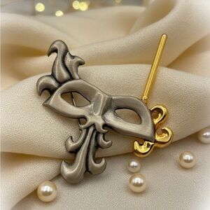 Vintage FAF Masquerade Mask Pin Brooch